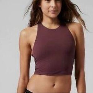 Athleta Chocolate Brown Palm Conscious Crop Bikini Top D-DD SZ XXS Swim Active